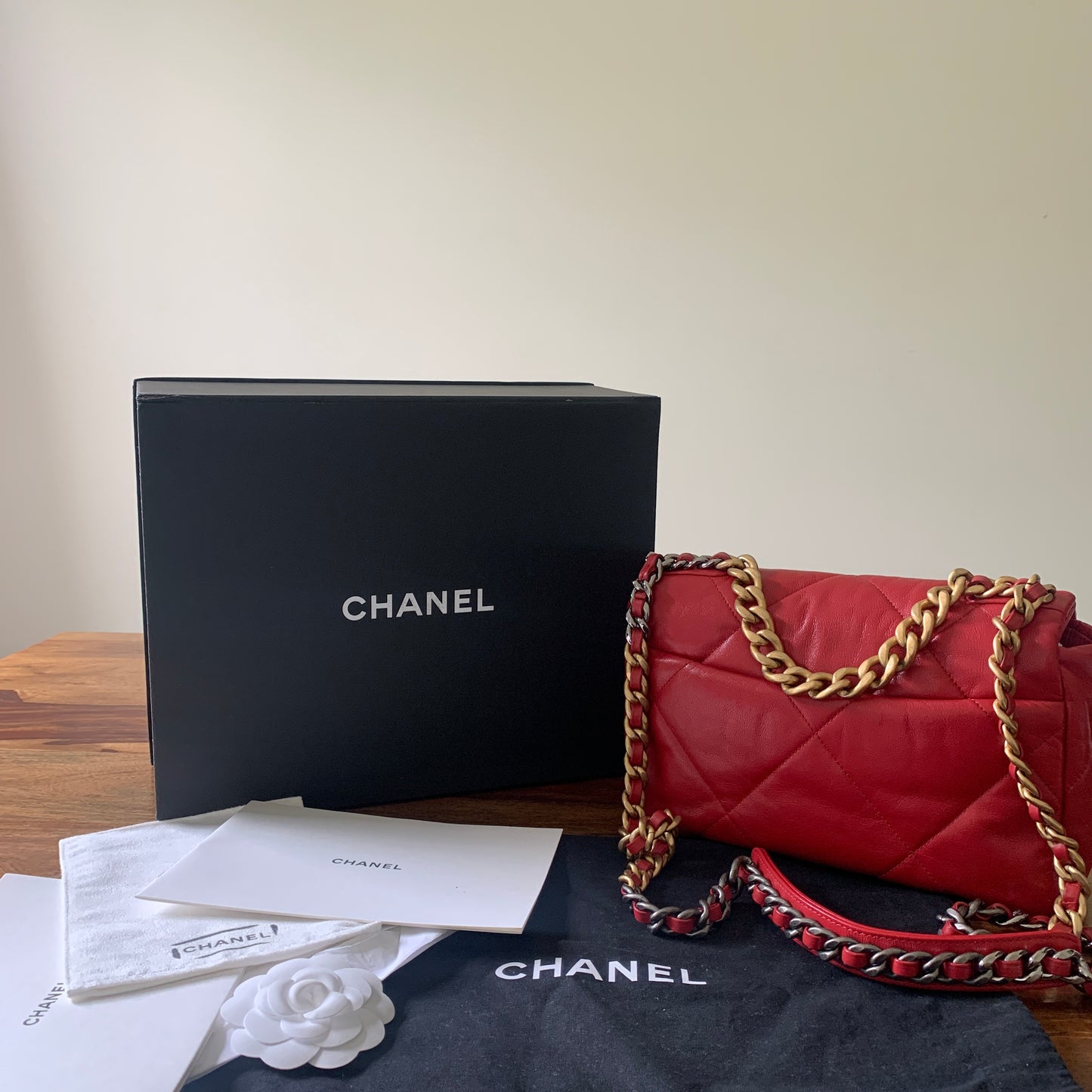 Chanel 19 Small in Red Lambskin Leather