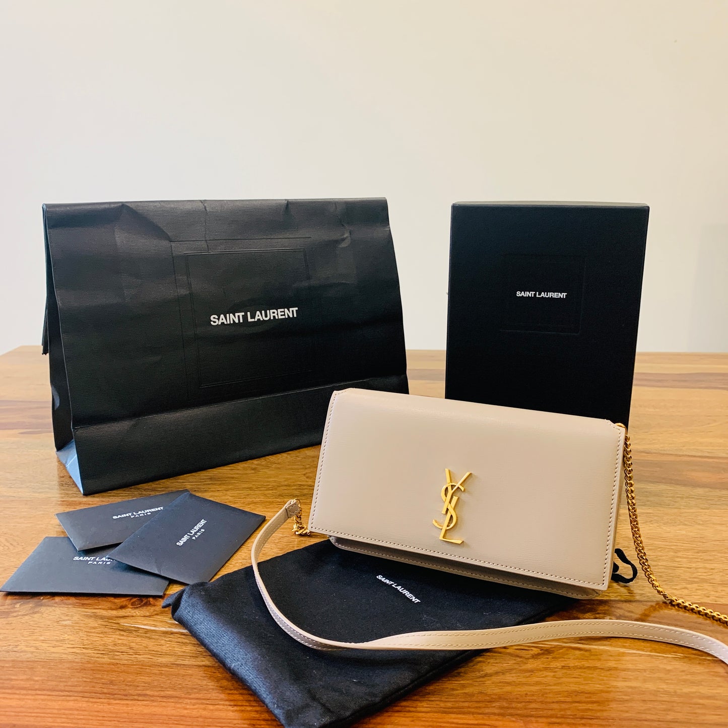 Saint Laurent Cassandre Phone Holder with Strap in Smooth Leather