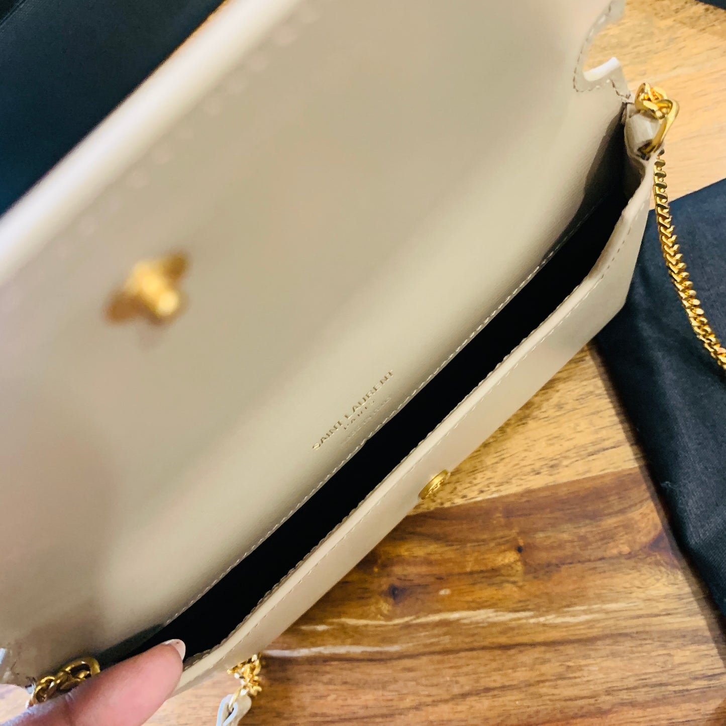 Saint Laurent Cassandre Phone Holder with Strap in Smooth Leather