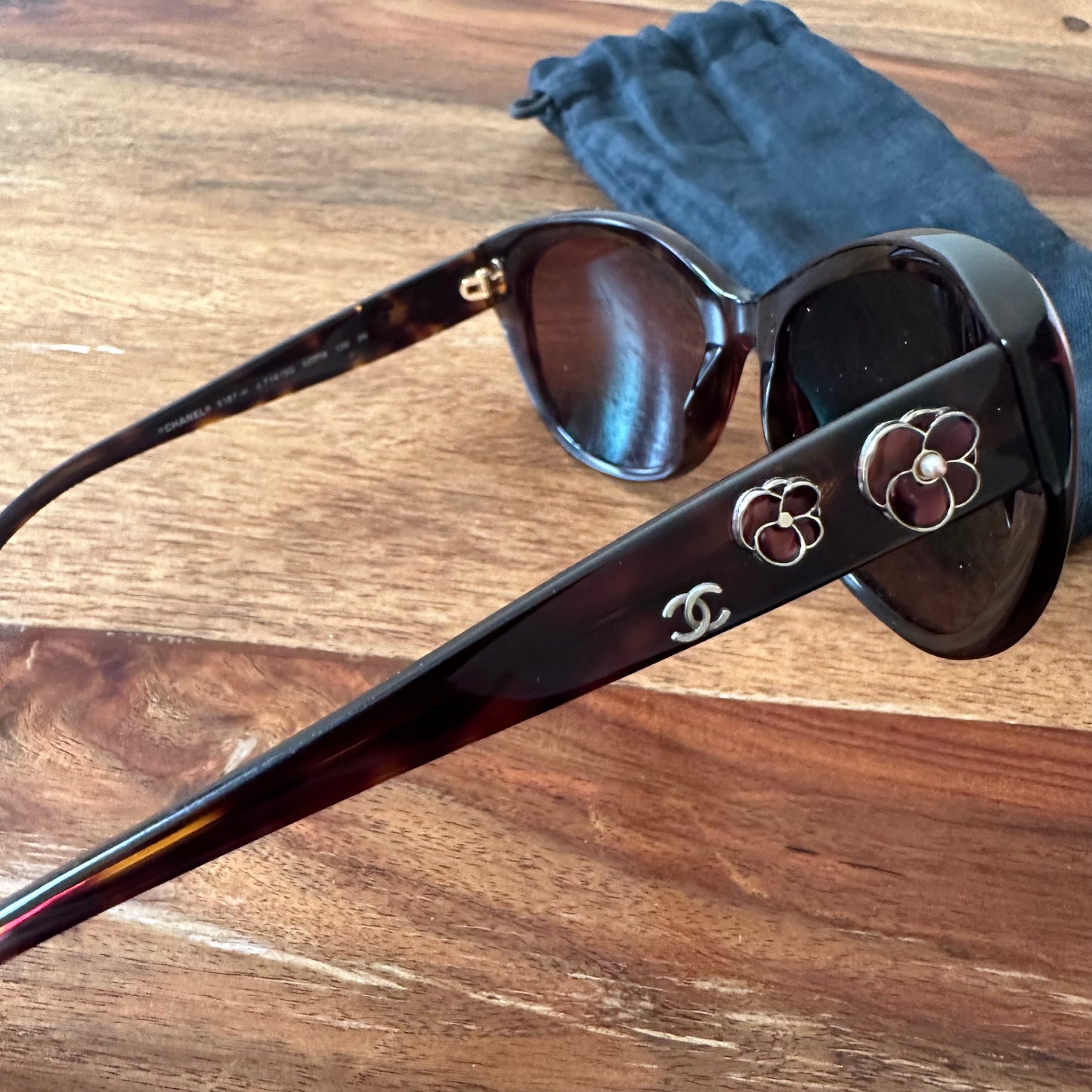 Chanel Camellia Pearl Accent Sunglasses