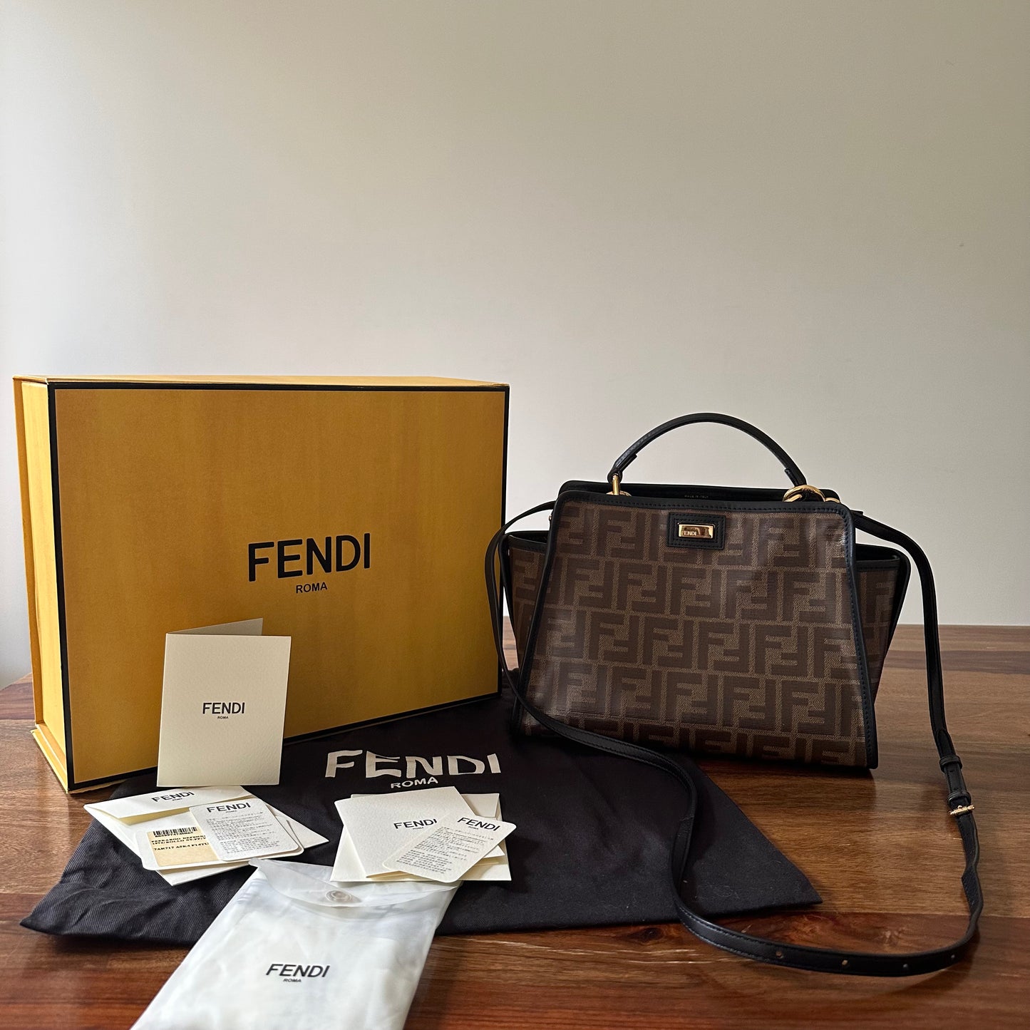 Fendi Mini Peek-a-boo Bag with Monogram Cover