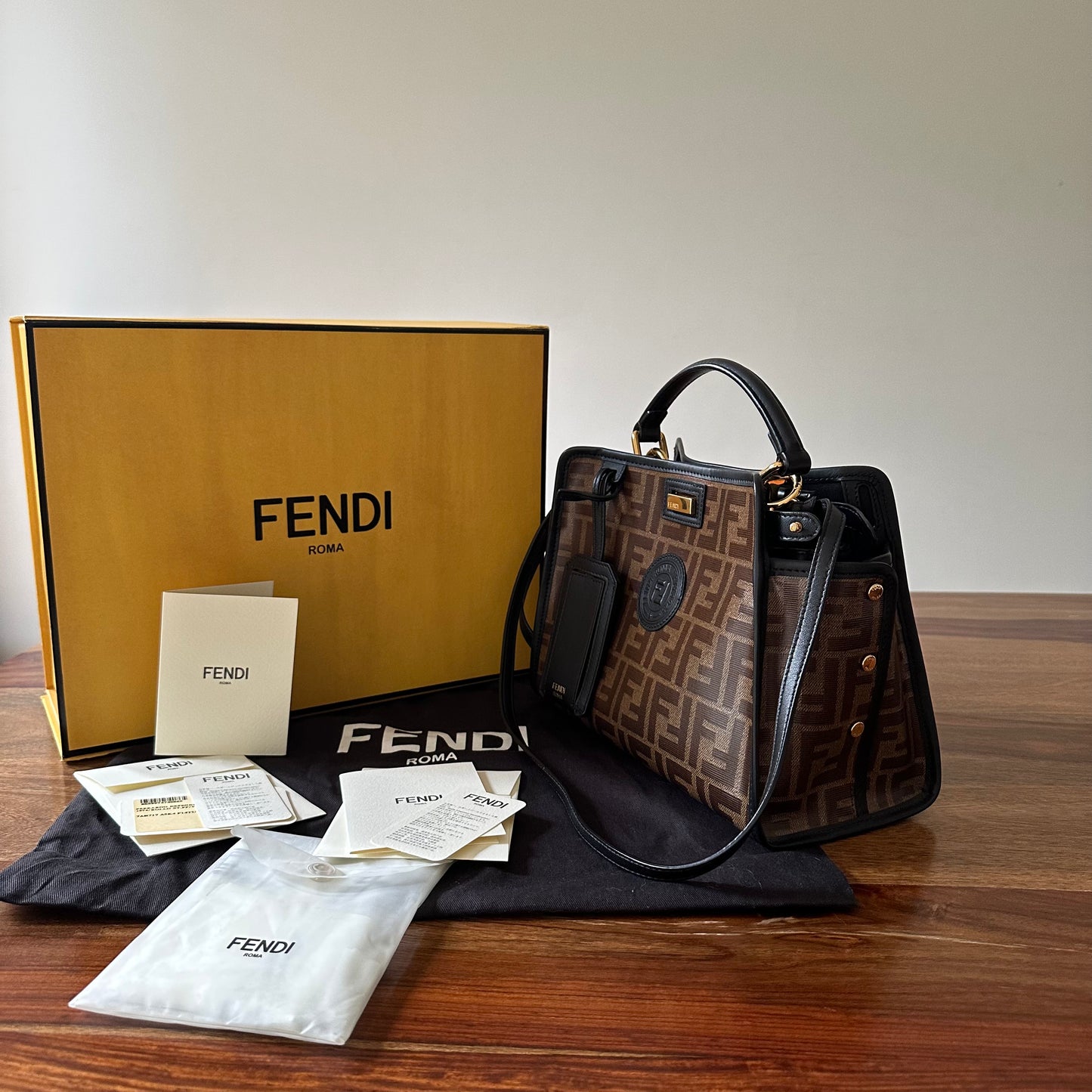 Fendi Mini Peek-a-boo Bag with Monogram Cover