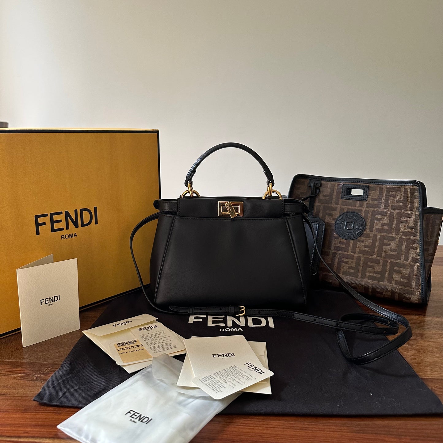 Fendi Mini Peek-a-boo Bag with Monogram Cover