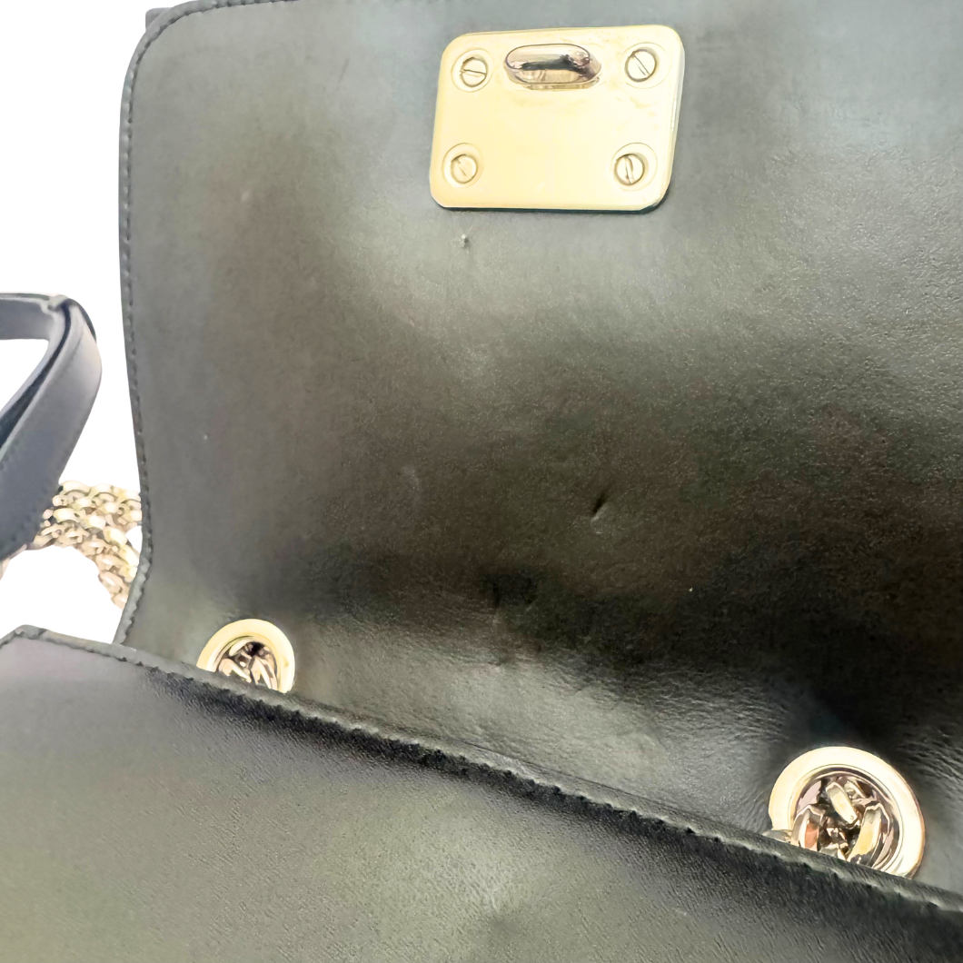 Salvatore Ferragamo Mini Vara Bow Crossbody Bag in Black Studded Leather