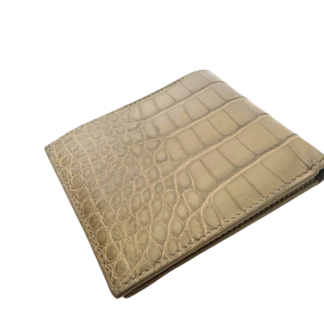 Loro Piana Bifold Wallet in Olive Green Alligator Leather