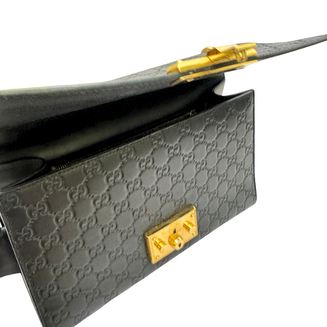 Gucci Padlock Large Shoulder Bag in Black Guccissima Leather