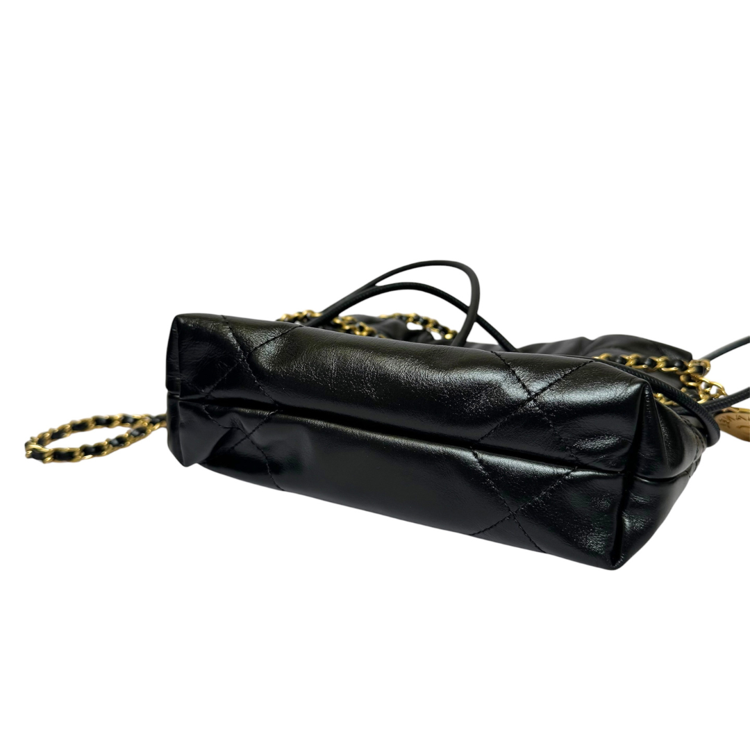 Chanel 22 Mini Bag in Black Calfskin Leather