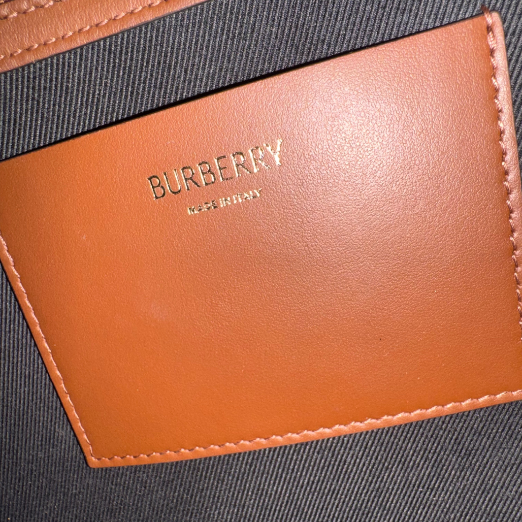 Burberry Medium Check Tote in Dark Birch Brown