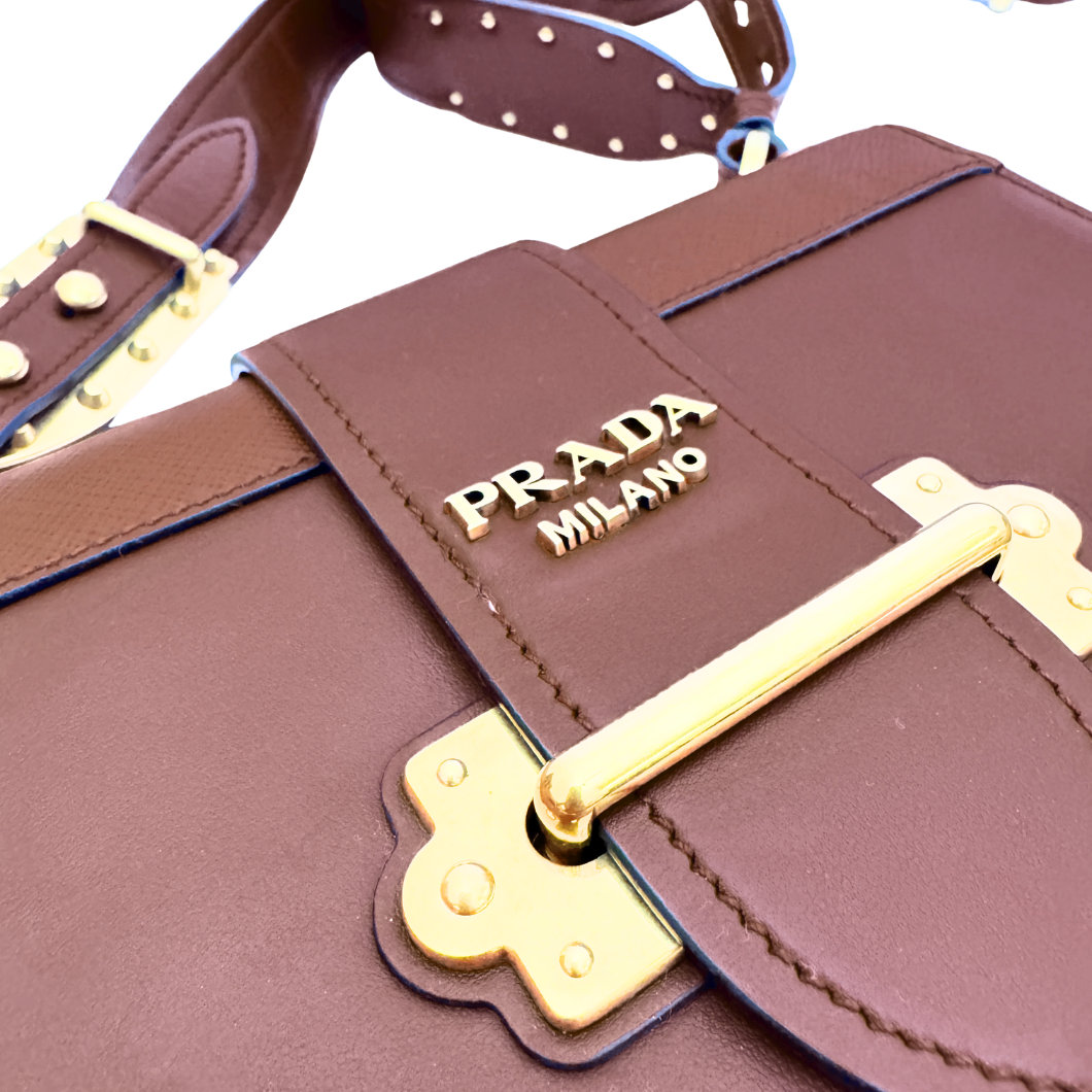 Prada Cahier Shoulder Bag in Burgundy Leather