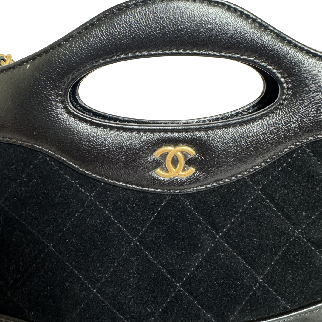 Chanel 31 Mini Shopping Bag in Black Velvet and Lambskin