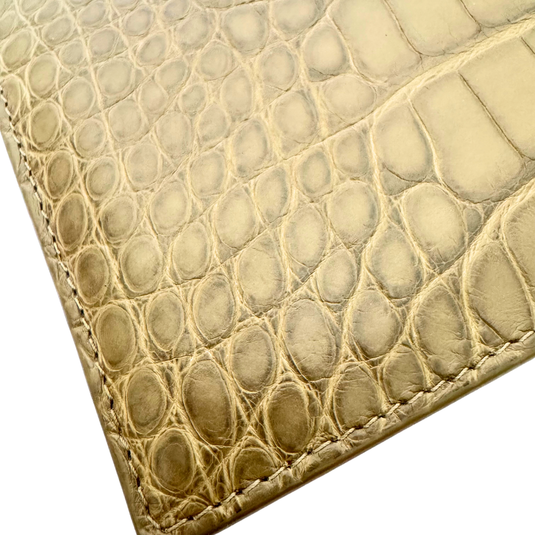 Loro Piana Bifold Wallet in Olive Green Alligator Leather