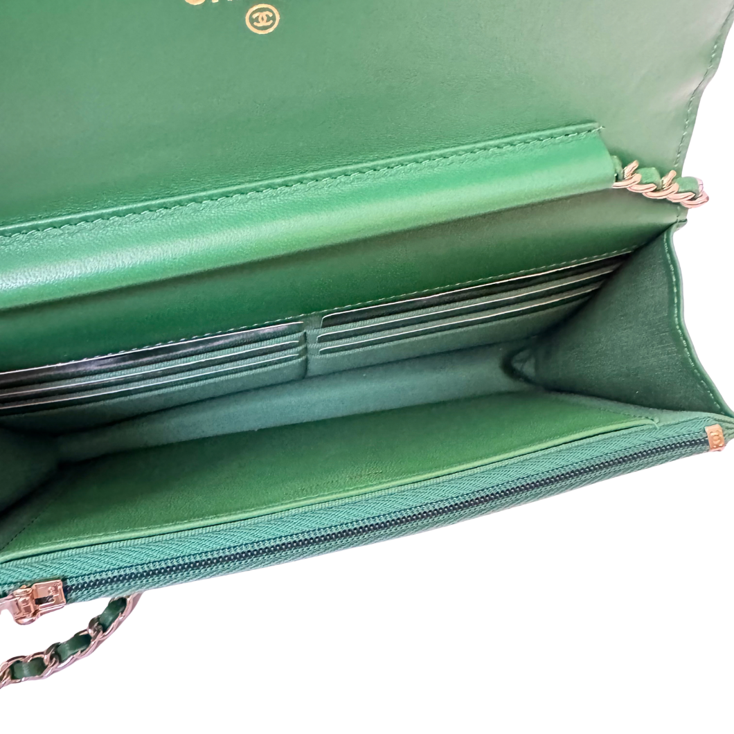 Chanel Wallet on Chain in Green Quilted Leather