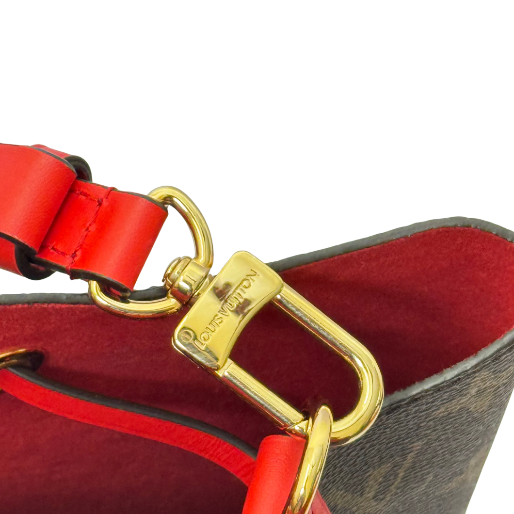 Louis Vuitton NéoNoé Bucket Bag in Monogram with Red