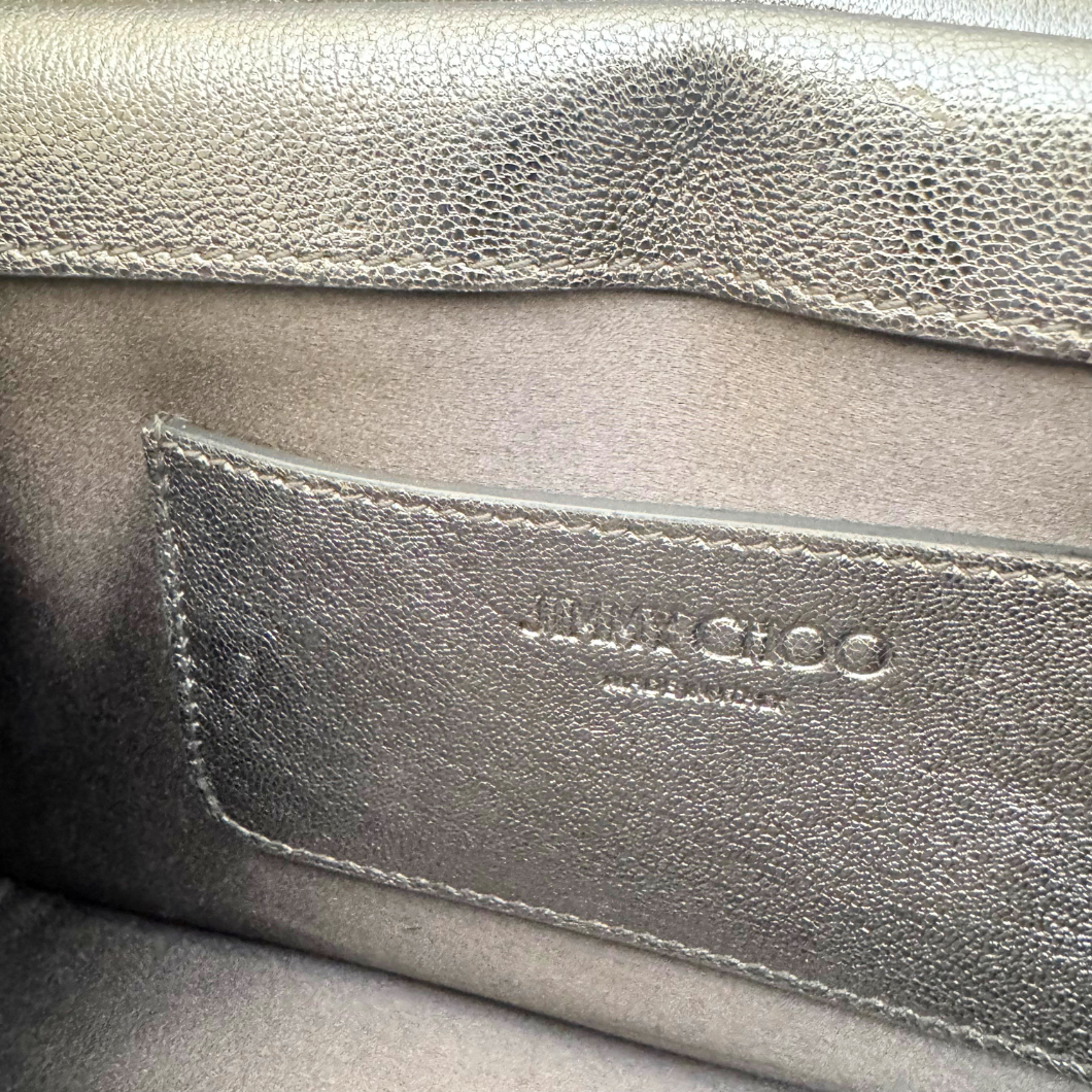 Jimmy Choo Sidney Crossbody Bag in Metallic Leather with CHOO Logo