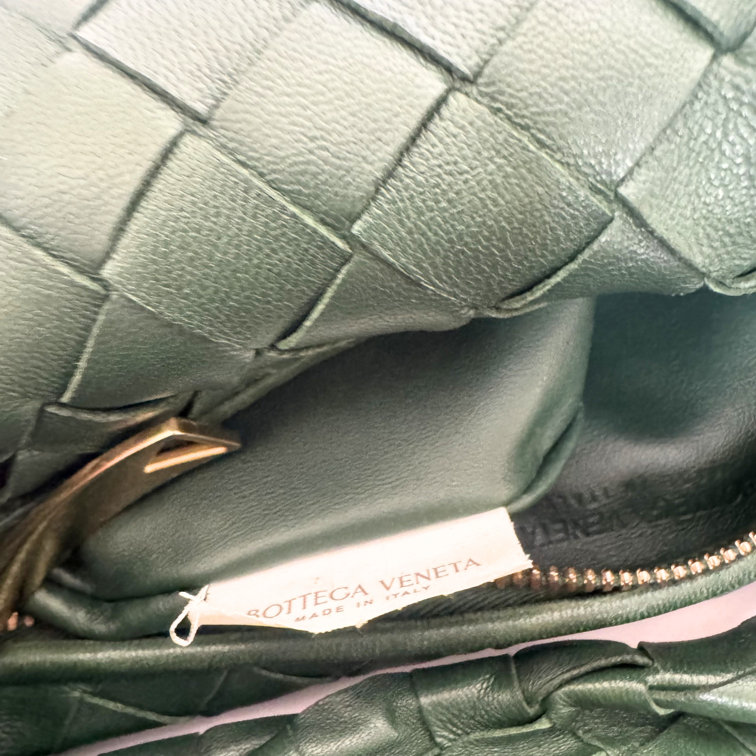 Bottega Veneta Mini Jodie Bag in Forest Green Intrecciato Lambskin