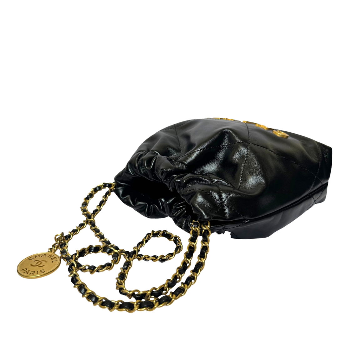 Chanel 22 Mini Bag in Black Calfskin Leather