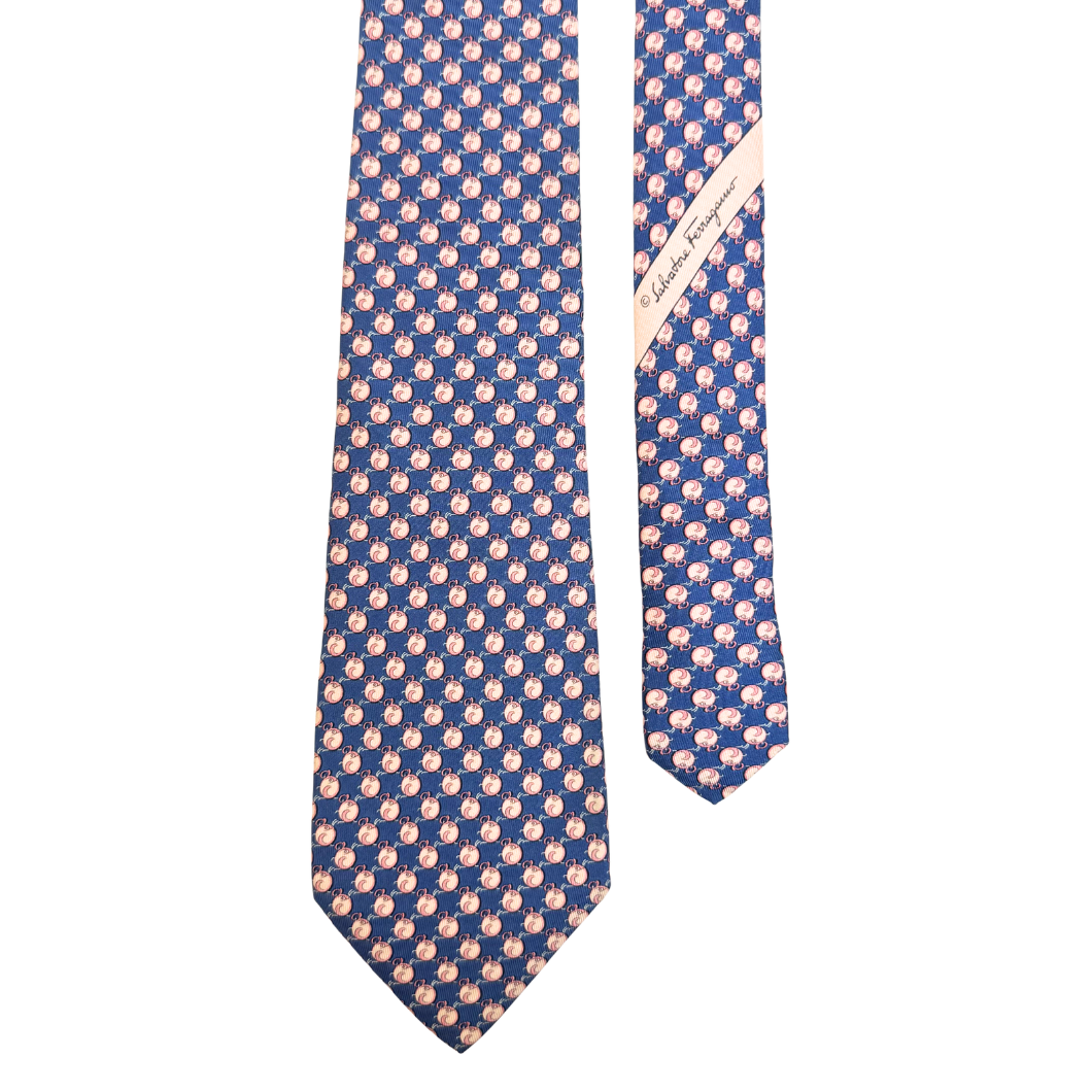 Salvatore Ferragamo Royal Blue Silk Necktie
