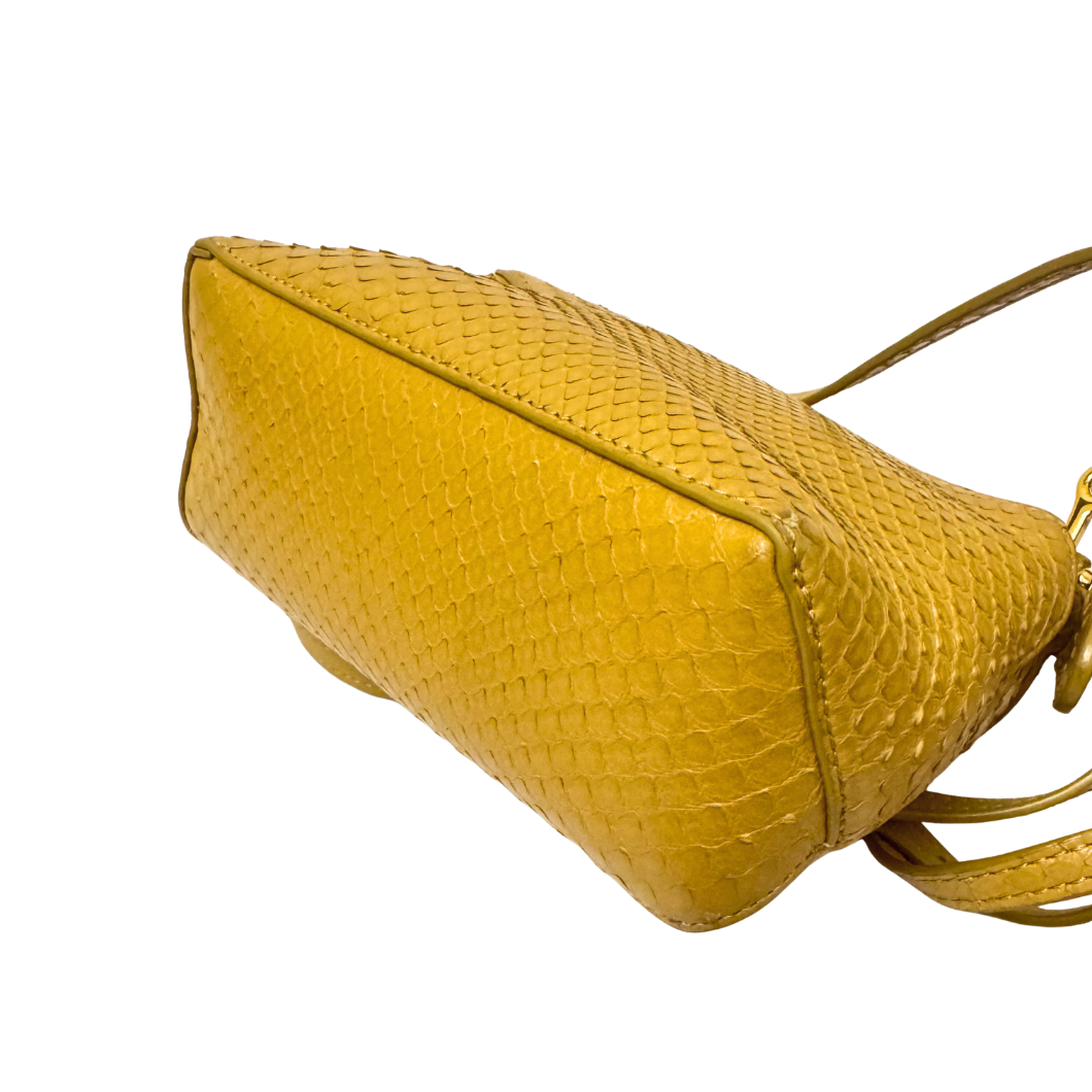 Loewe Mini Puzzle Bag in Mustard Python