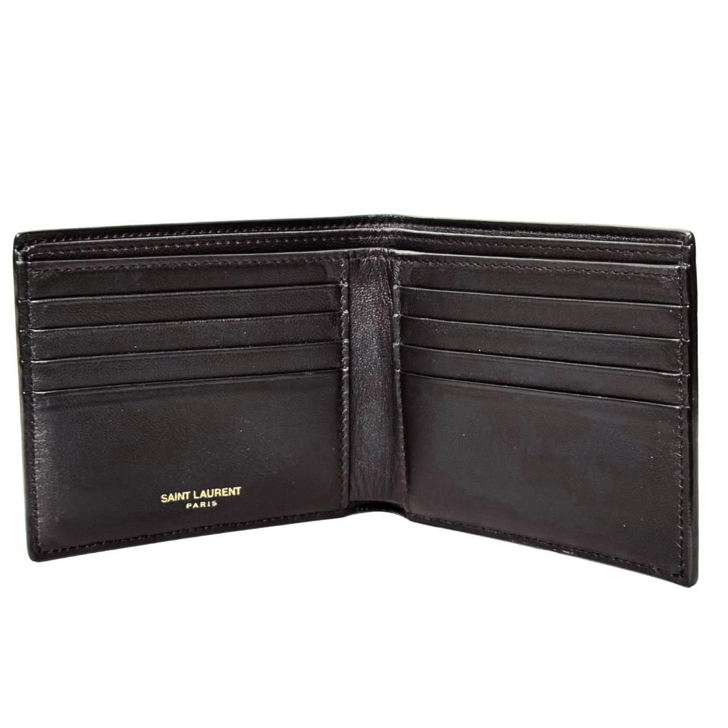 Saint Laurent Bifold Wallet in Black Crocodile-Embossed Leather