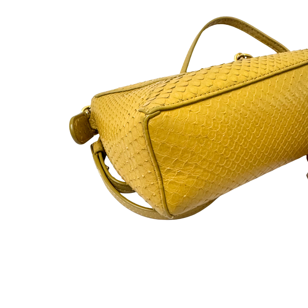 Loewe Mini Puzzle Bag in Mustard Python