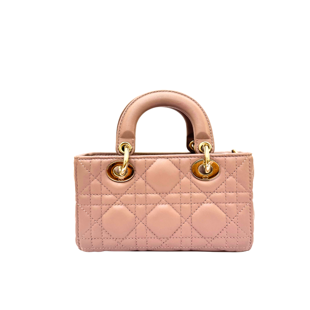 Christian Dior Micro Lady D-Joy Bag in Peony Rose Cannage Lambskin