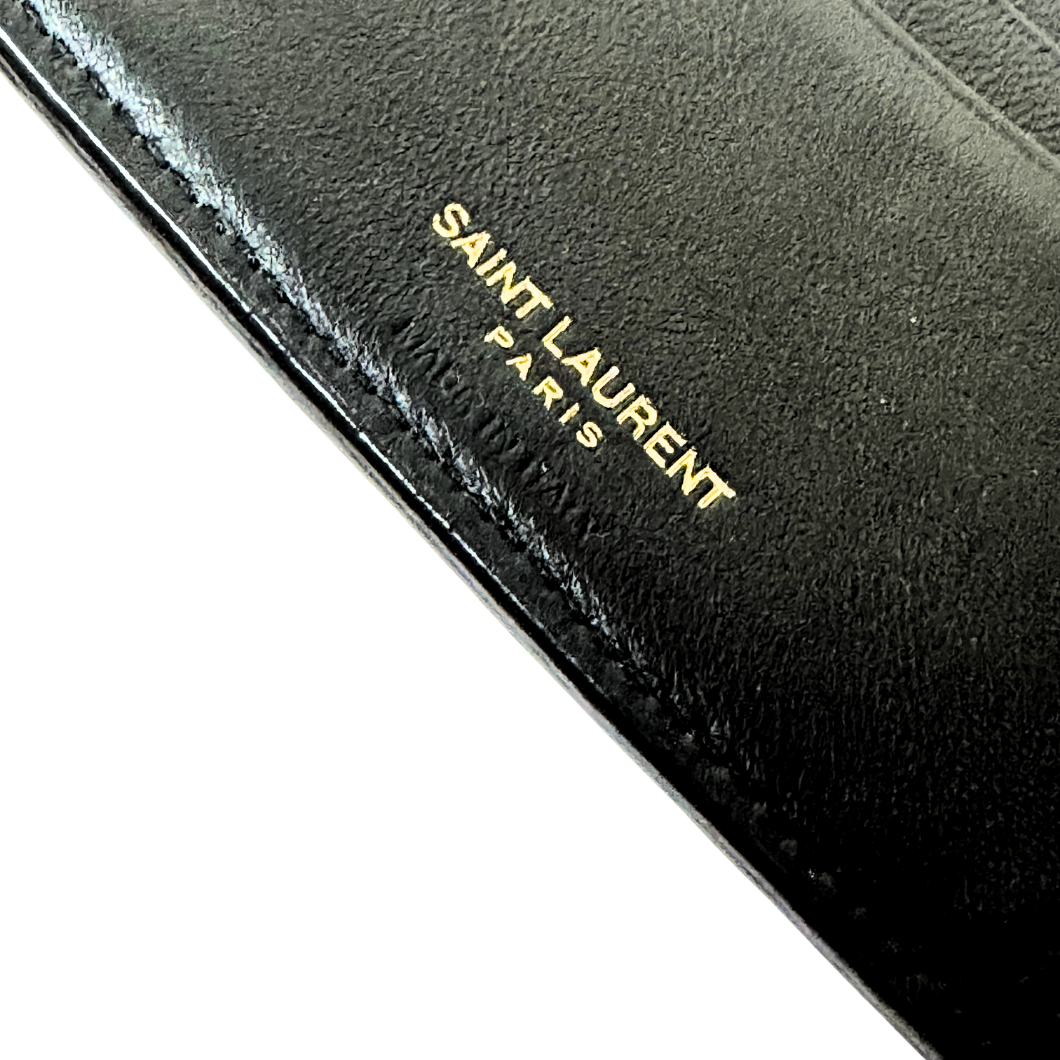 Saint Laurent Bifold Wallet in Black Crocodile-Embossed Leather