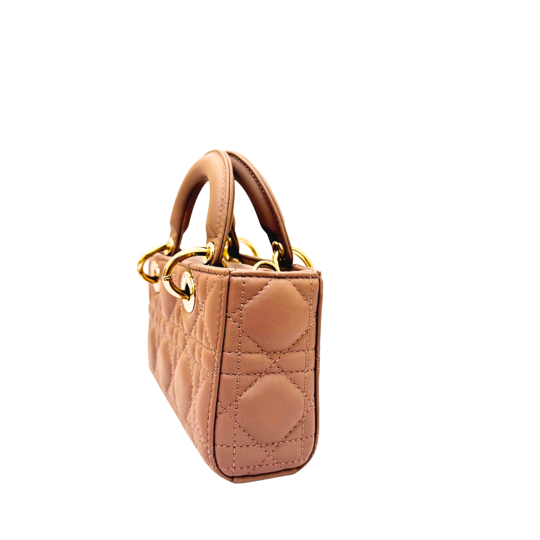 Christian Dior Micro Lady D-Joy Bag in Peony Rose Cannage Lambskin