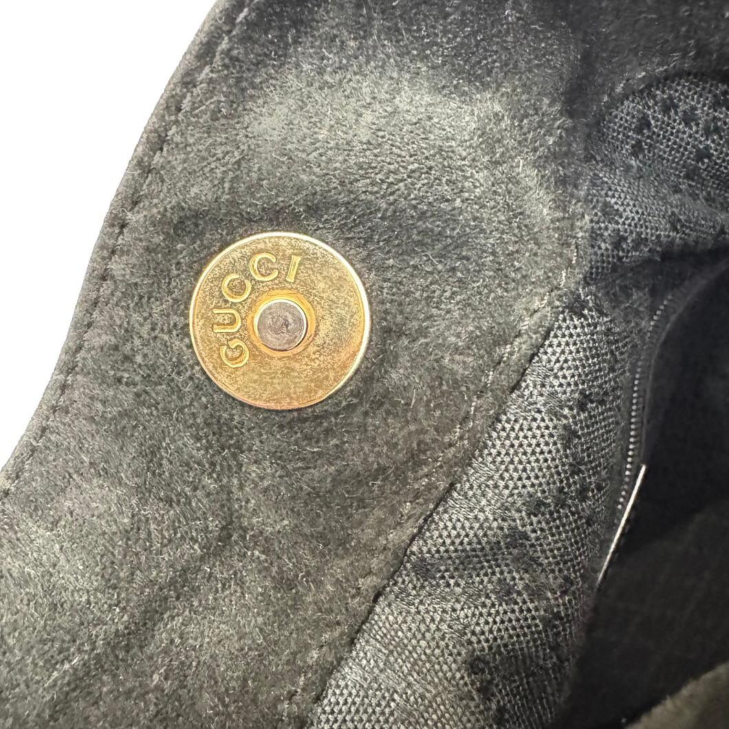 Gucci Bamboo Suede Shoulder Bag in Black