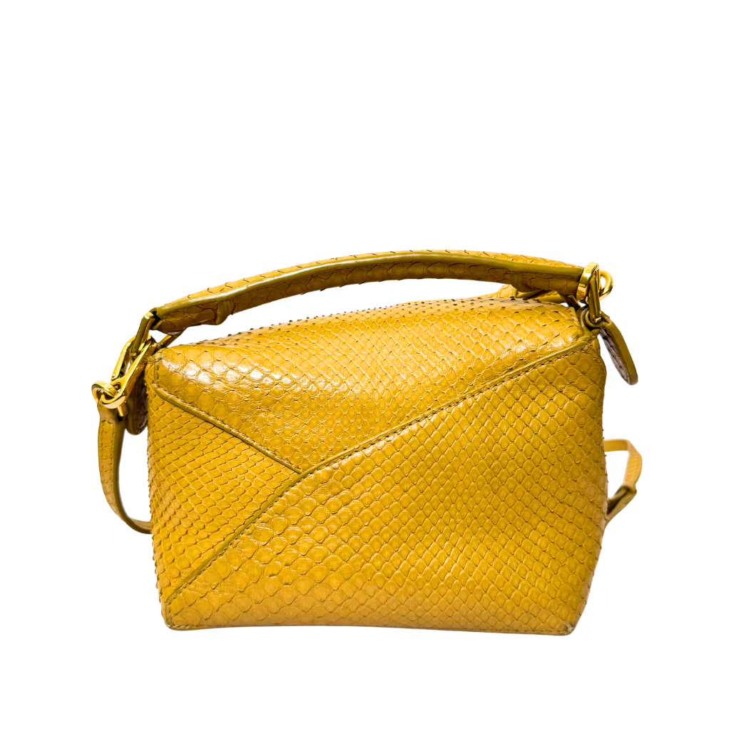 Loewe Mini Puzzle Bag in Mustard Python