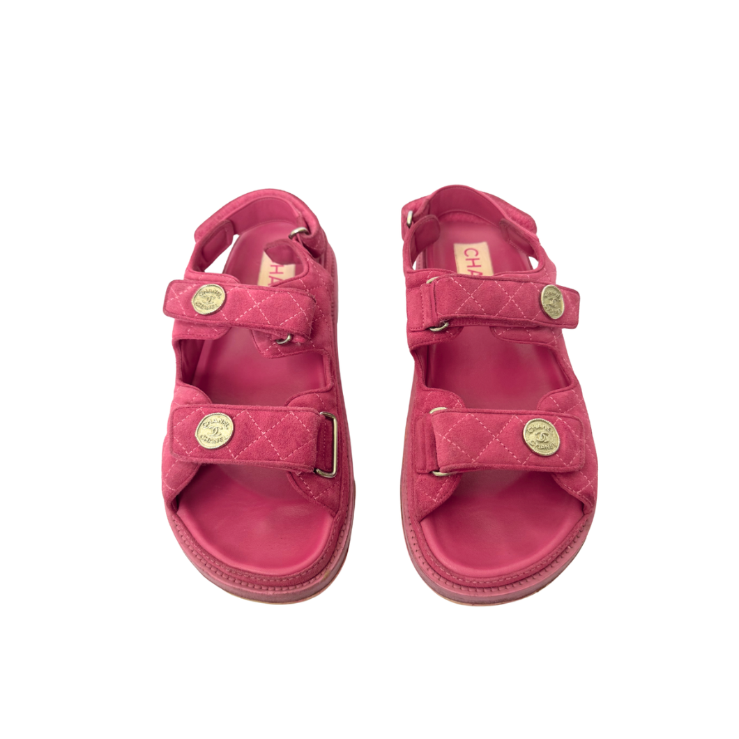 Chanel No. 5 Gate Interlocking CC Logo Flat Sandals - Size 39