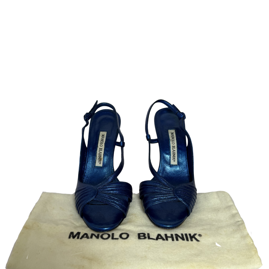 Manolo Blahnik Vierasan Pleated Crossover Strap Sandals