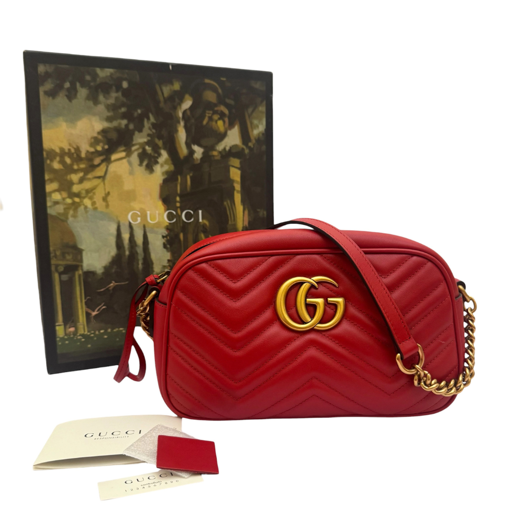 Gucci Red Marmont Small Camera Bag