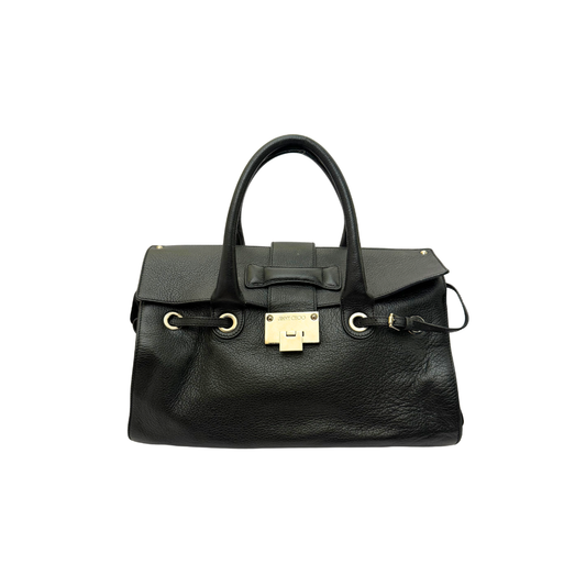 Jimmy Choo Rosalie Satchel in Black Grained Leather