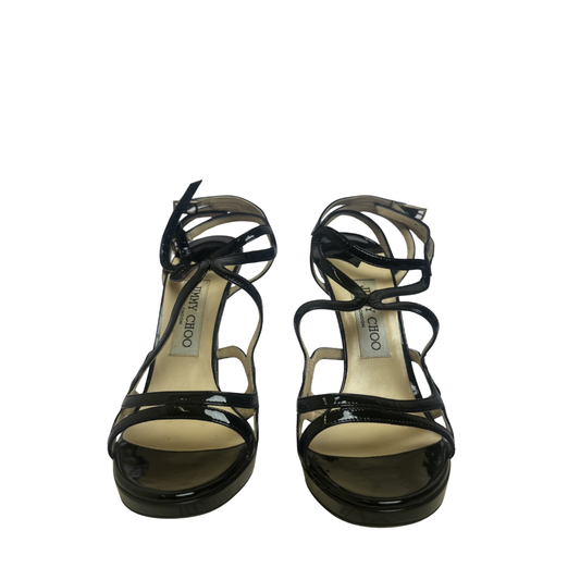 Jimmy Choo Black Patent Leather Lance Sandals - Size 37