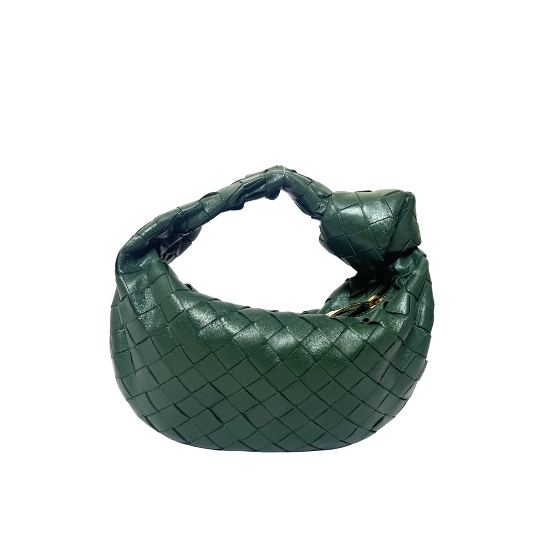 Bottega Veneta Mini Jodie Bag in Forest Green Intrecciato Lambskin