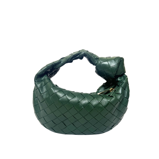 Bottega Veneta Mini Jodie Bag in Forest Green Intrecciato Lambskin
