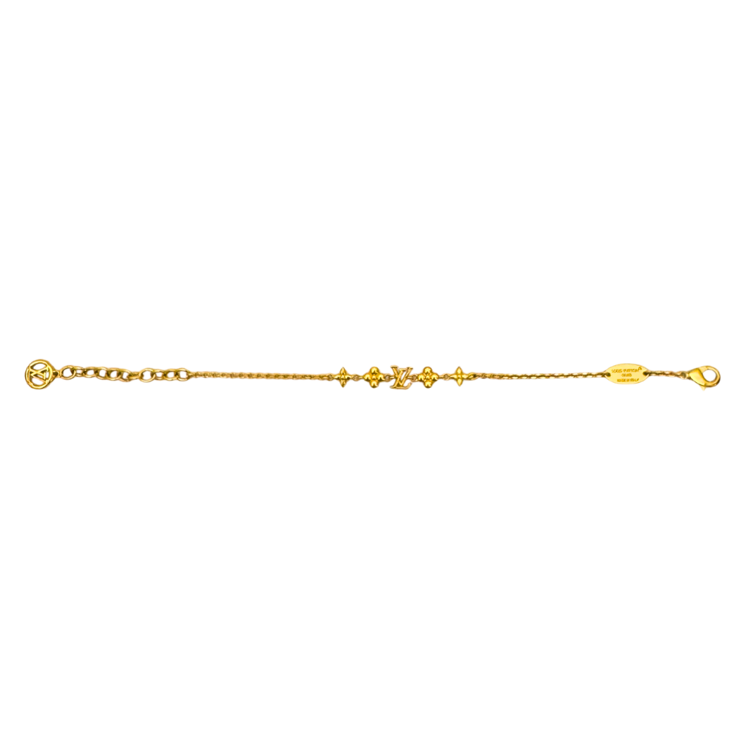 Louis Vuitton Fleur and Initials Bracelet in Gold-Tone