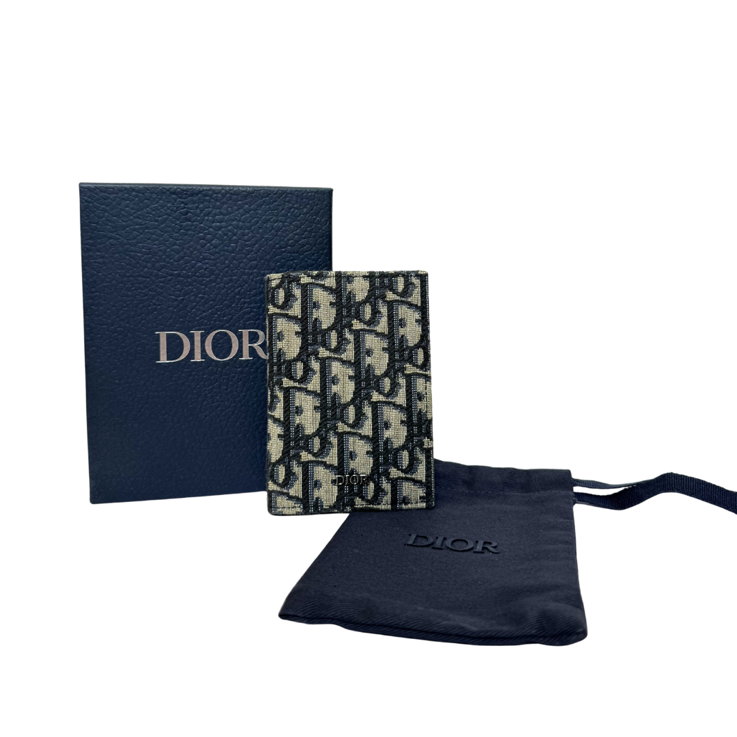 Dior Men's Bi-Fold Oblique Jacquard Card Holder