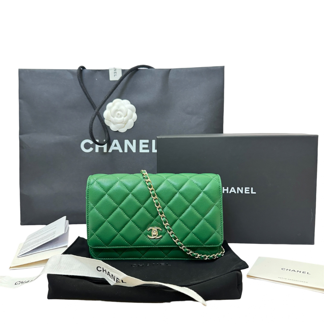 Chanel Wallet on Chain in Green Quilted Leather
