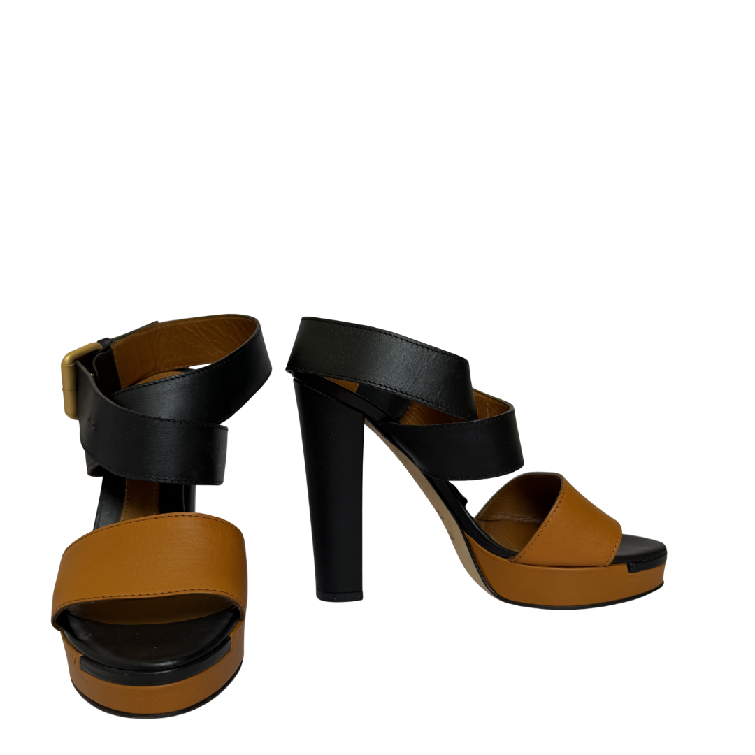 Fendi Black & Honey Colorblock Kansas Sandals - Size 37