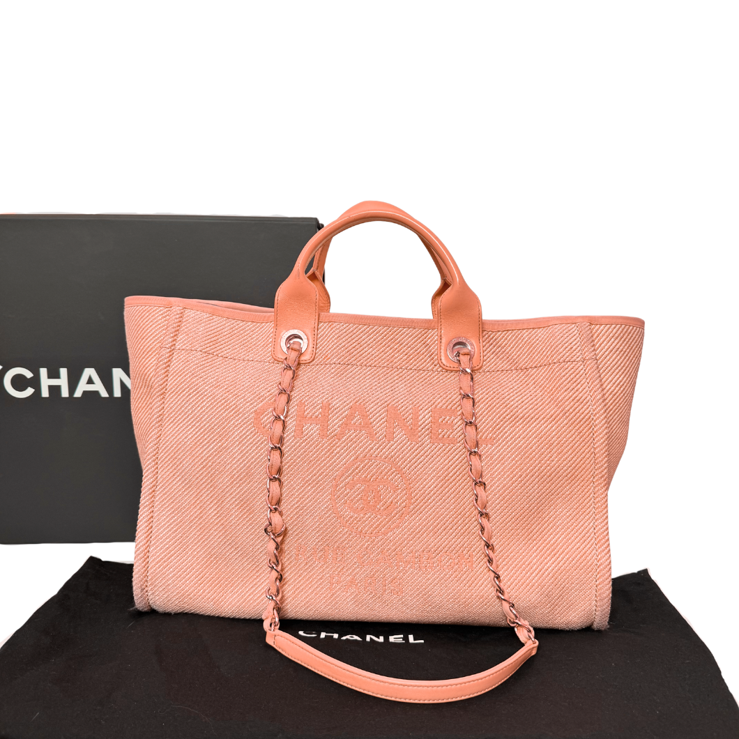 Chanel Deauville Large Tote in Peach Canvas