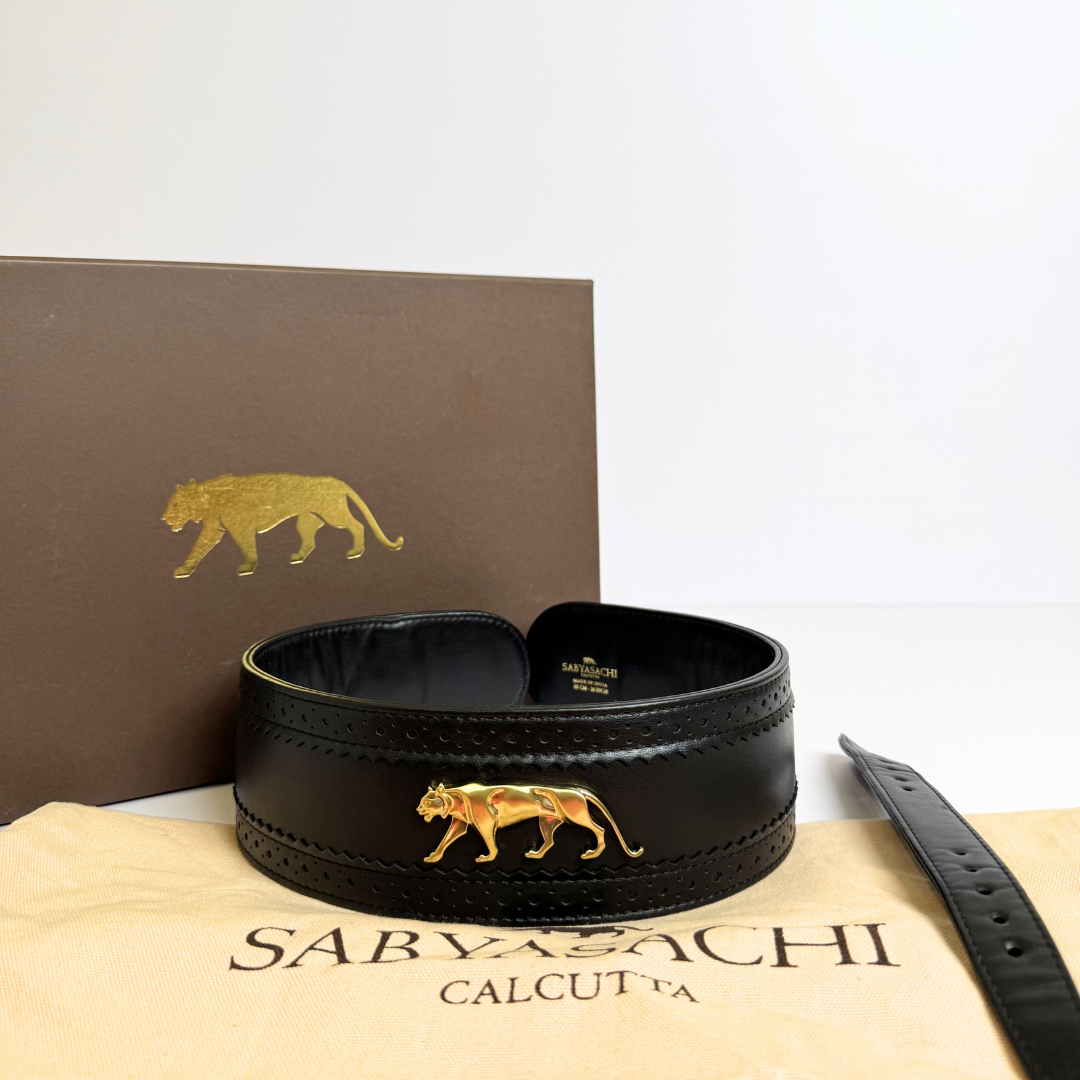 Sabyasachi Bengal Tiger Black Leather Belt