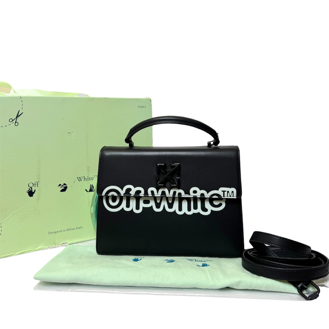 Off-White Jitney Bag in Black Calfskin Leather