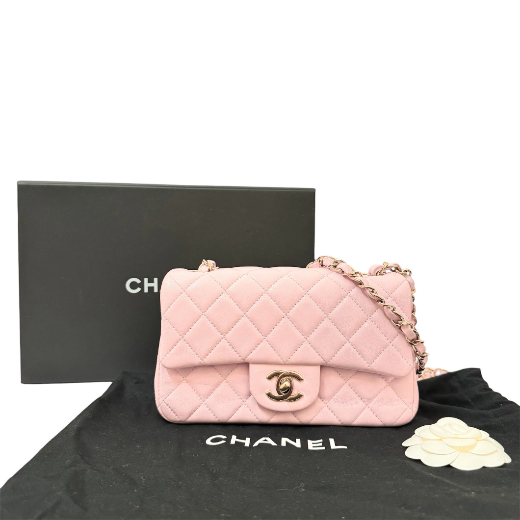 Chanel 21P Rose Dragée Mini Rectangular Flap Bag