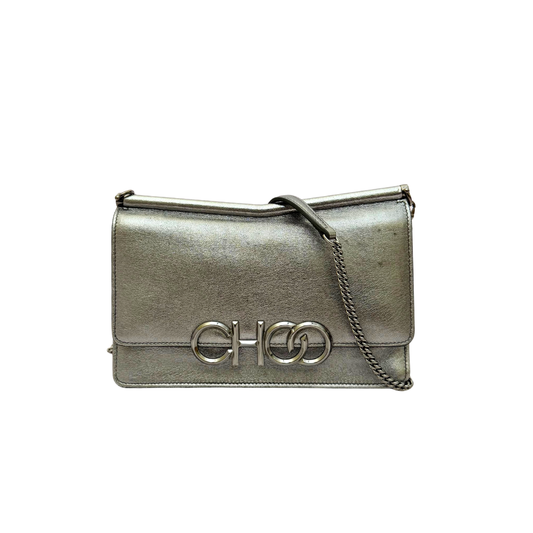 Jimmy Choo Sidney Crossbody Bag in Metallic Leather with CHOO Logo