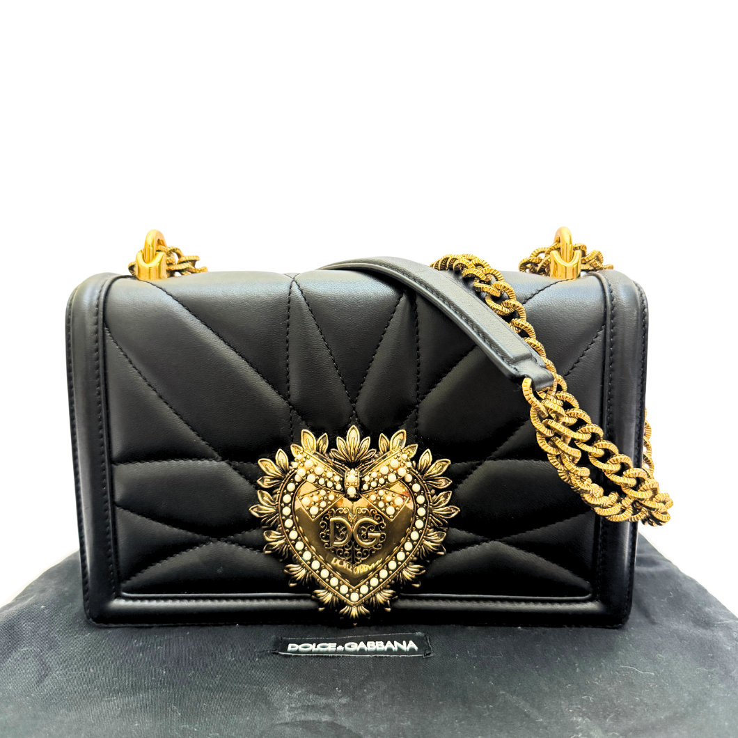 Dolce & Gabbana Devotion Bag in Black Quilted Leather