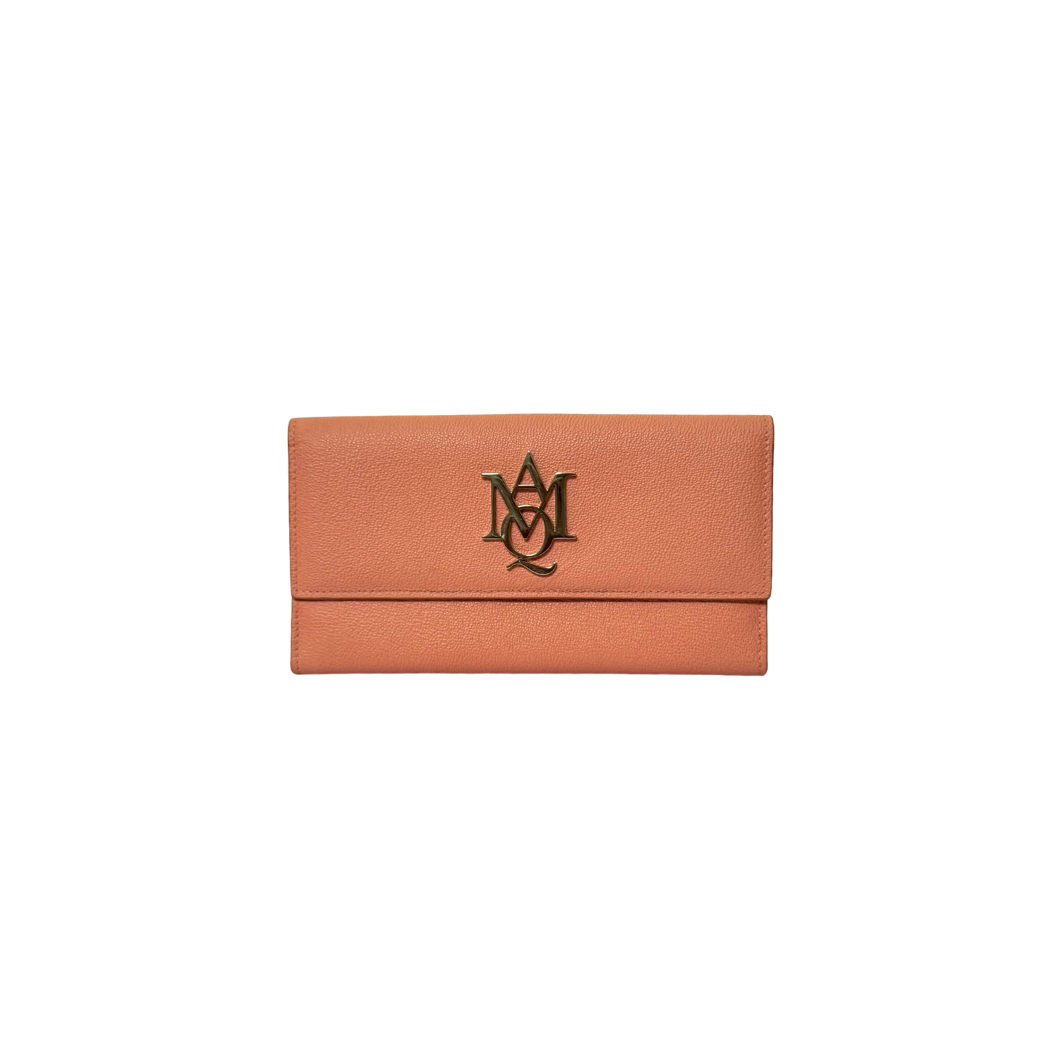 Alexander McQueen Insignia Wallet in Coral Pink Leather