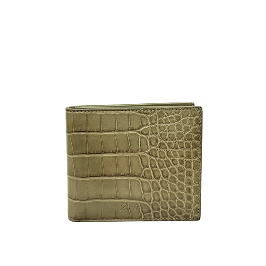 Loro Piana Bifold Wallet in Olive Green Alligator Leather
