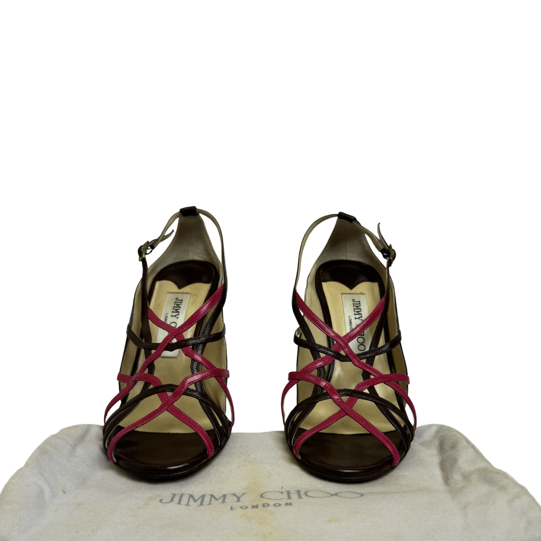 Jimmy Choo Esther Strappy Wrap Heels - Size 36.5