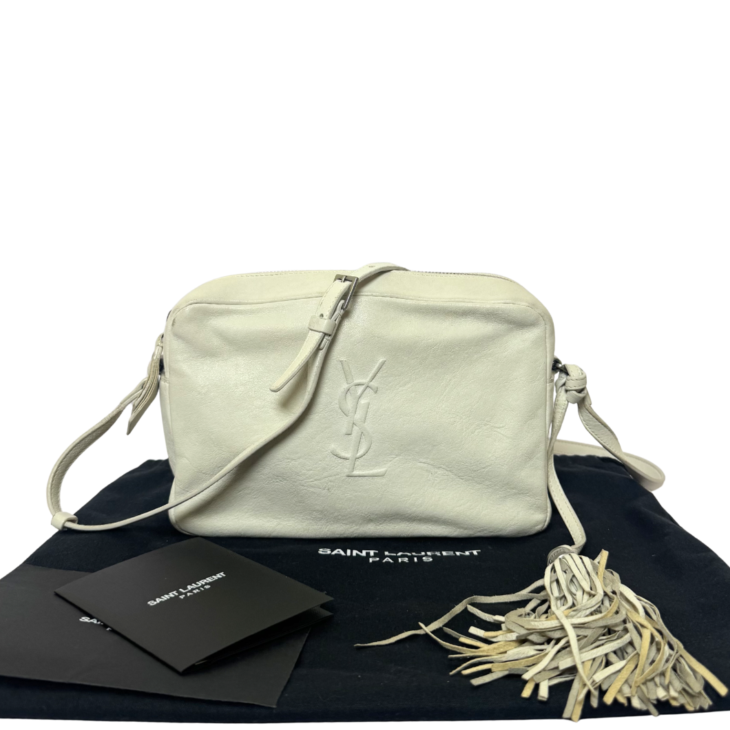 Saint Laurent Lou Camera Bag in White Leather